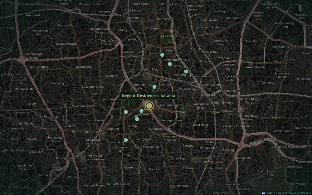 Map — 10 Cafés Near Regent Residence Jakarta from Regent Residence Jakarta, Semanggi
