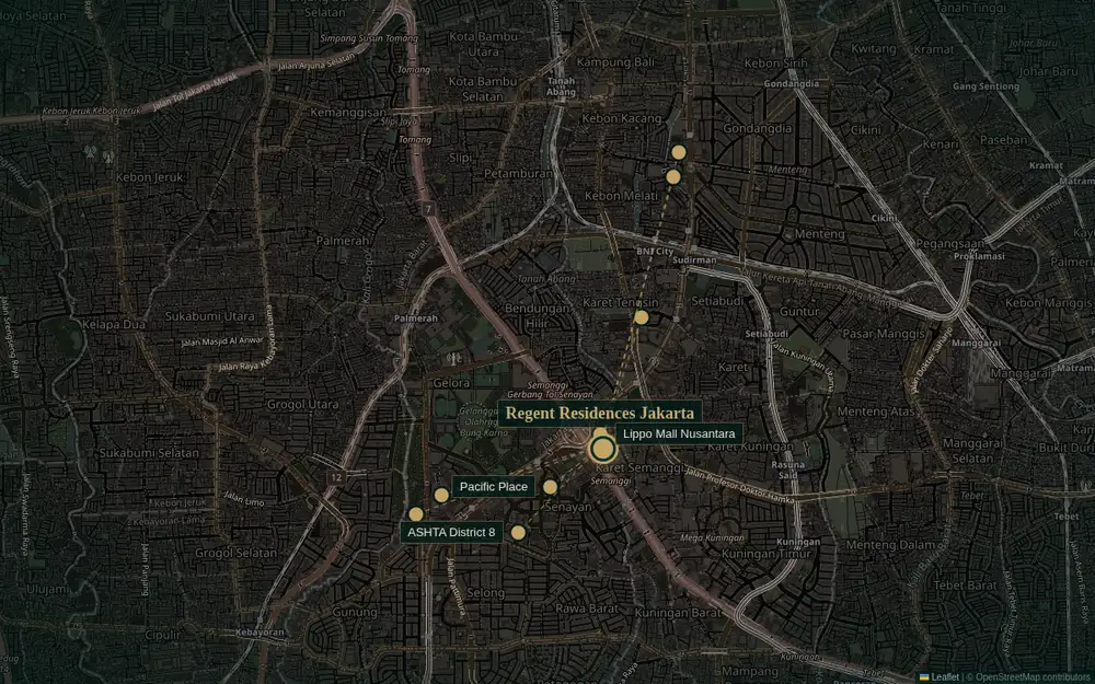 Map — Malls Around Regent Residence Jakarta from Regent Residence Jakarta, Semanggi