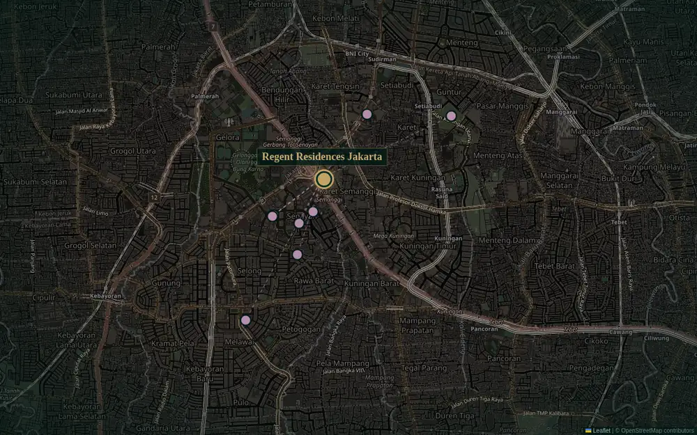 Map — Nightclubs & Bars Near Regent Residence Jakarta from Regent Residence Jakarta, Semanggi