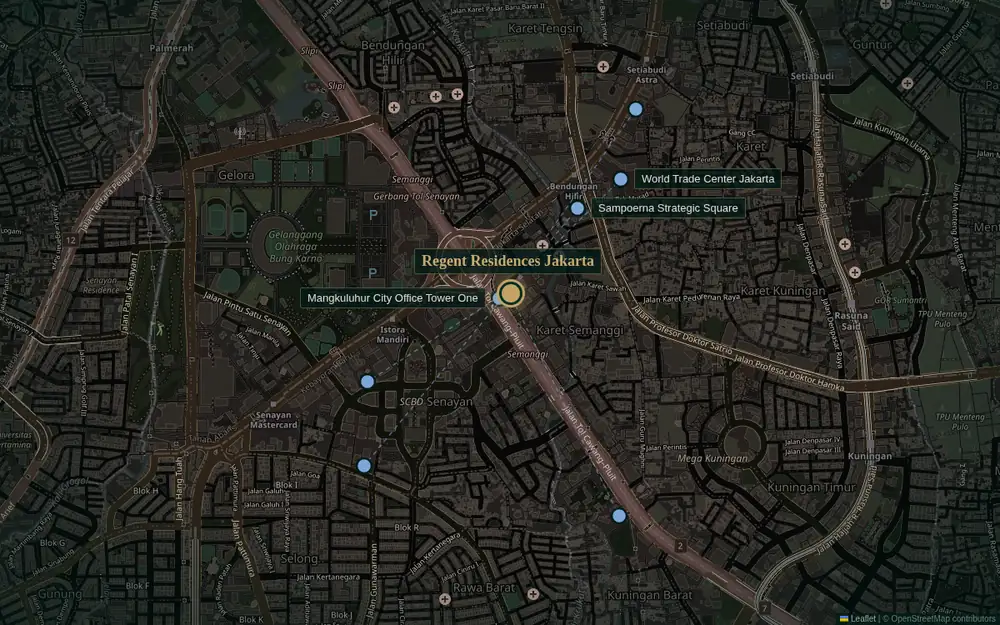 Map — Office Towers Around Regent Residence Jakarta from Regent Residence Jakarta, Semanggi
