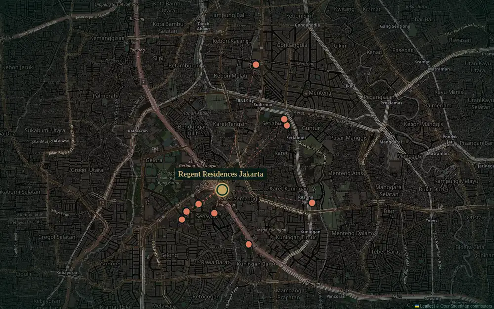 Map — Restaurants Near Regent Residence Jakarta from Regent Residence Jakarta, Semanggi